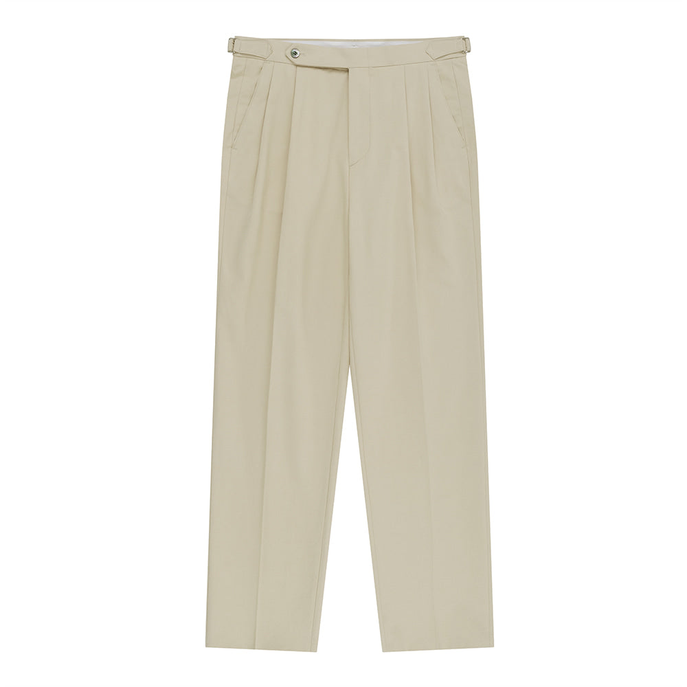 Essential Linen Cotton Twill Adjust 2 Pleated Relaxed Chino