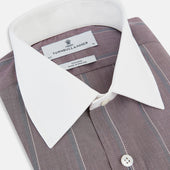 Light Porto Red Track Stripe Shirt With Contrast T A Collar And Cuffs