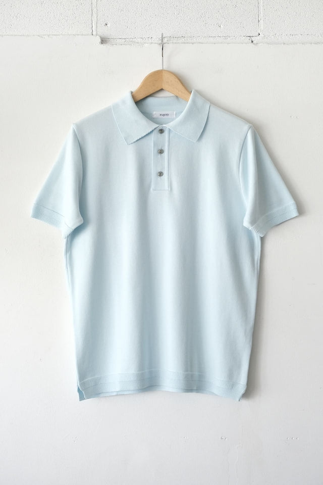 FUJITO Knit Polo 'Easy' Sax,Dark Brown,Emerald | Directors Web Shop powered by BASE
