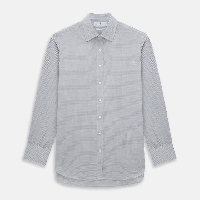 Midnight Blue Micro Tattersall Check Mayfair Shirt