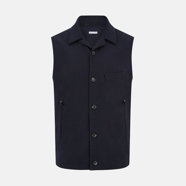 Navy Collared Single-breasted Waistcoat