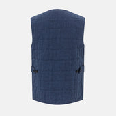 Blue Quilted Linen Herringbone Waistcoat