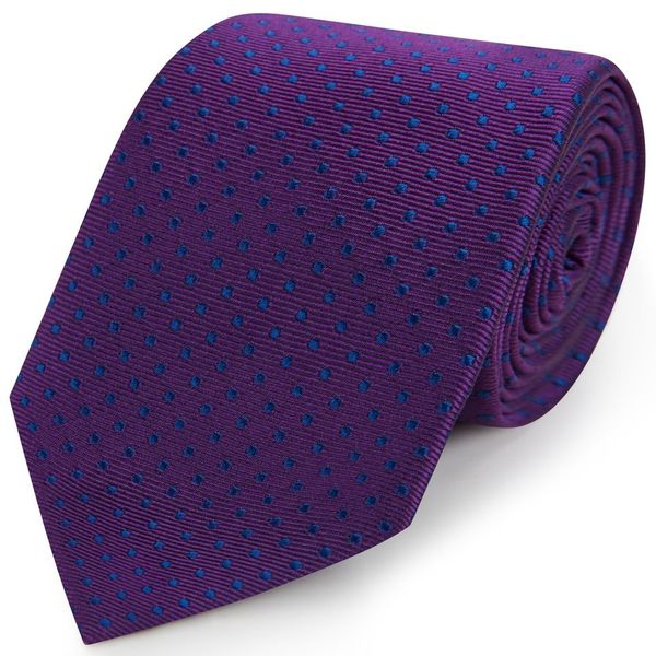 Purple Blue Small Spot Twill Woven Silk Tie