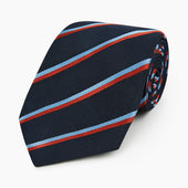Red And Blue Stripe Silk Blend Tie