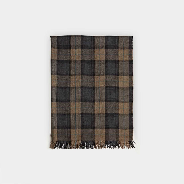 Earthy Tones Large Check Silk & Cashmere Scarf