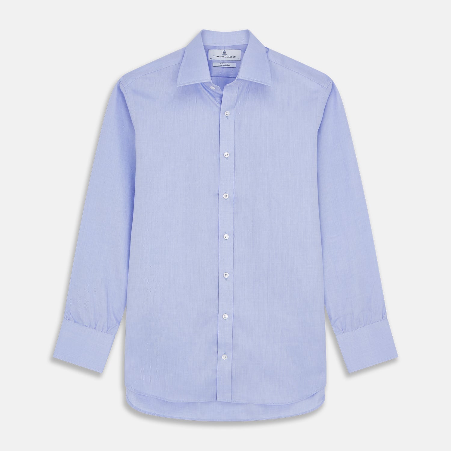Blue Herringbone Regular Fit Shirt With Kent Collar