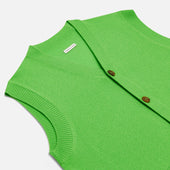 Lime Green Fine Merino V Neck Sleeveless Cardigan