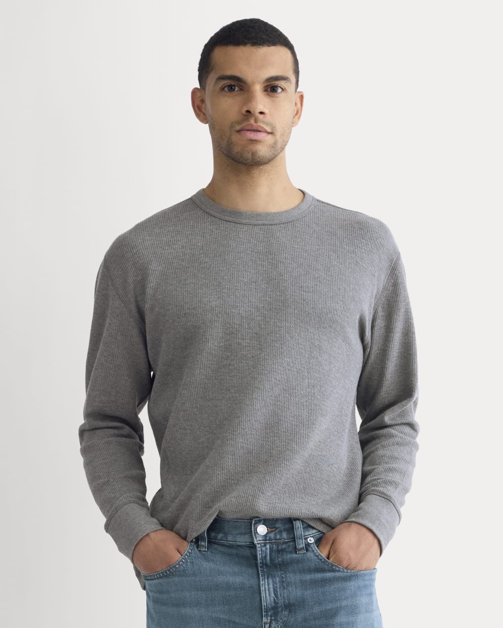 Thermal Crew in Cozy Waffle | Heathered Charcoal