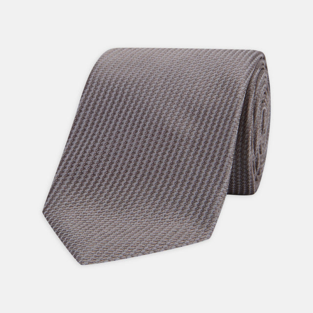 Dark Grey Plain Woven Lace Silk Tie