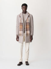 Echarpe En Laine Carreaux Beige Et Camel