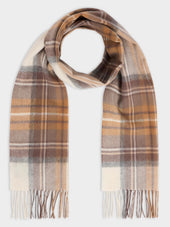 Echarpe en laine à carreaux beige et camel