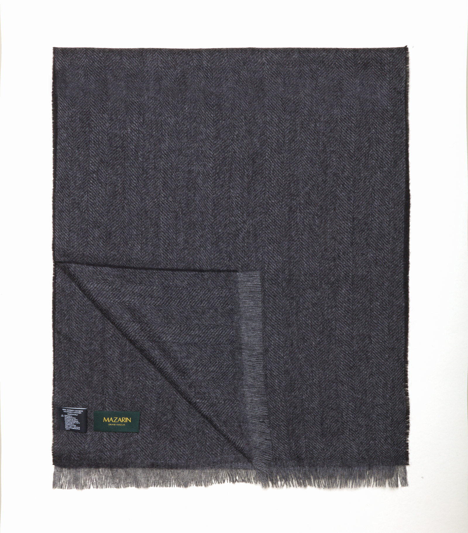 Charpe 100 Cachemire Chevrons Anthracite Gris