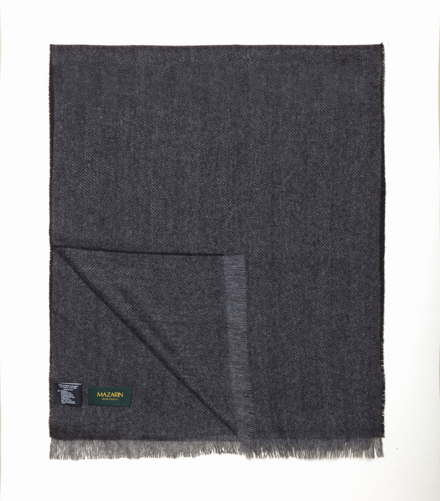 Écharpe 100% Cachemire - Chevrons - Anthracite & Gris