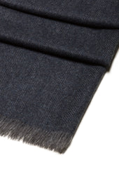 Charpe 100 Cachemire Chevrons Marine Gris