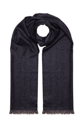 Charpe 100 Cachemire Chevrons Marine Gris