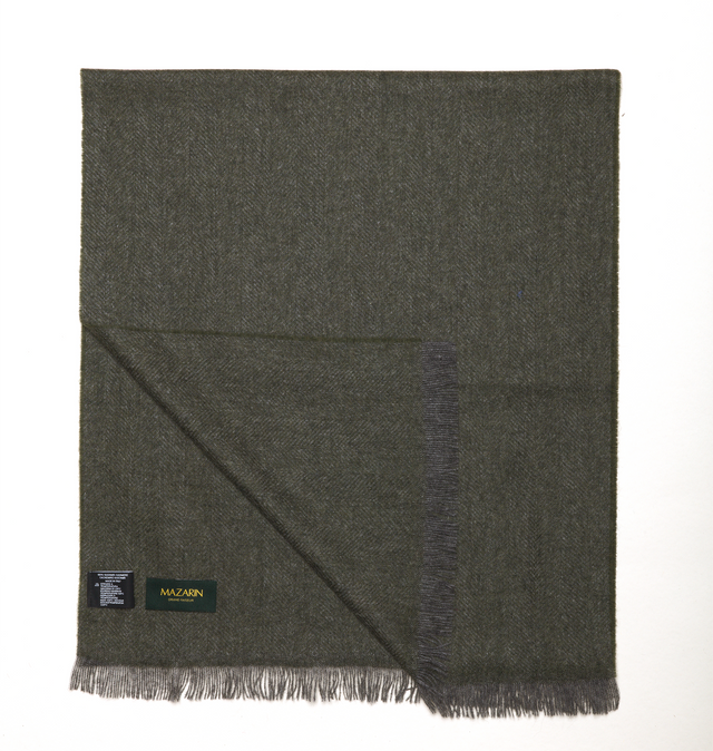 Écharpe 100% Cachemire - Chevrons - Vert & Gris