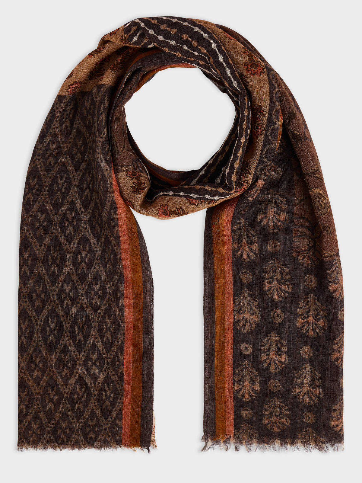 Echarpe En Laine M Rinos Marron Motif