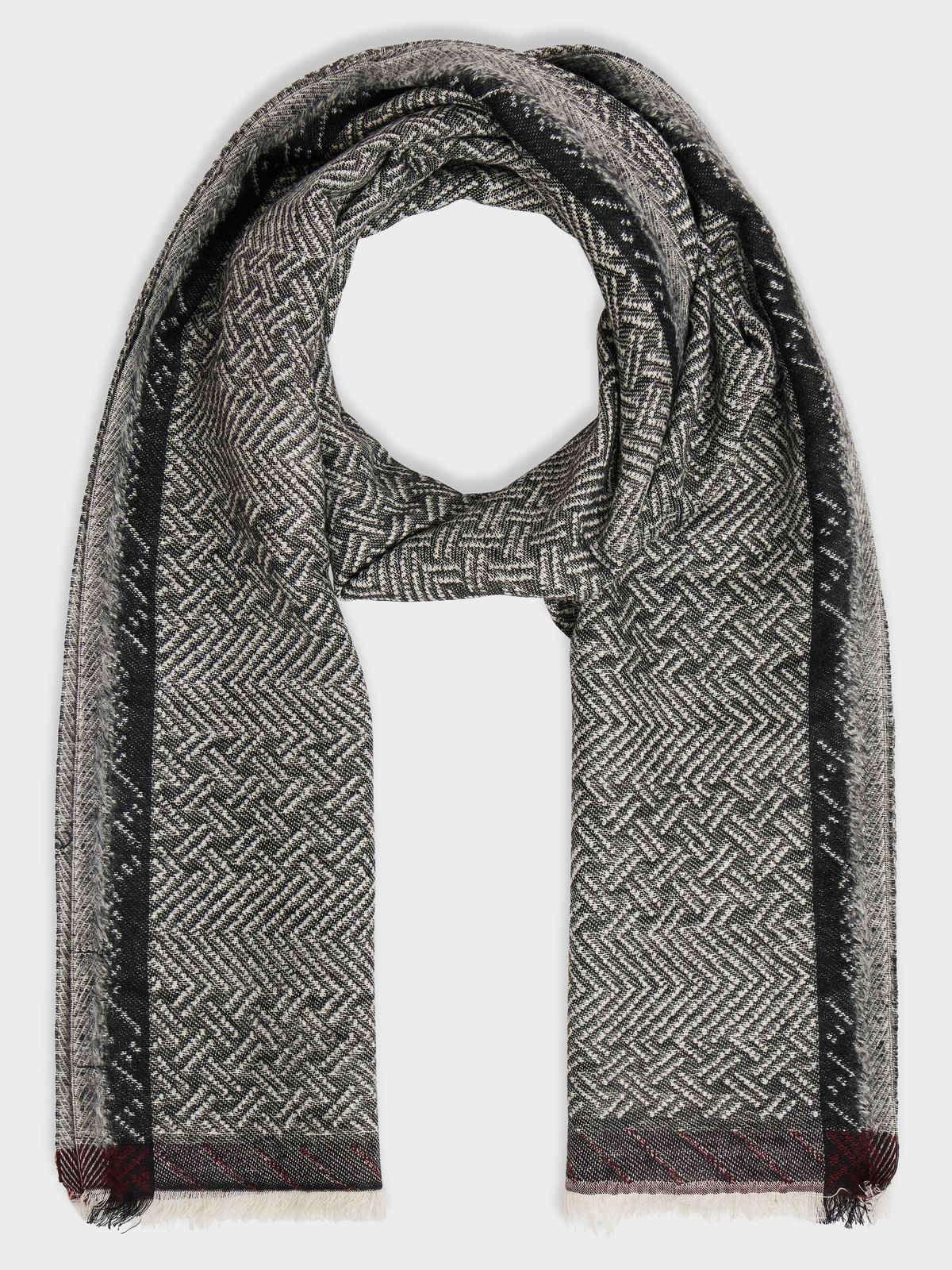 Echarpe En Coton M Lang Gris Motif