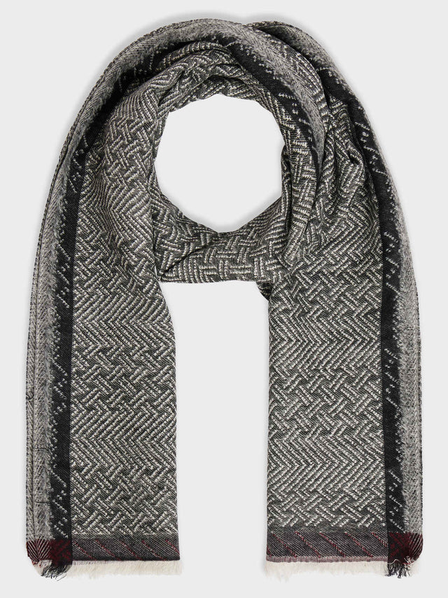 Echarpe en coton mélangé gris à motif