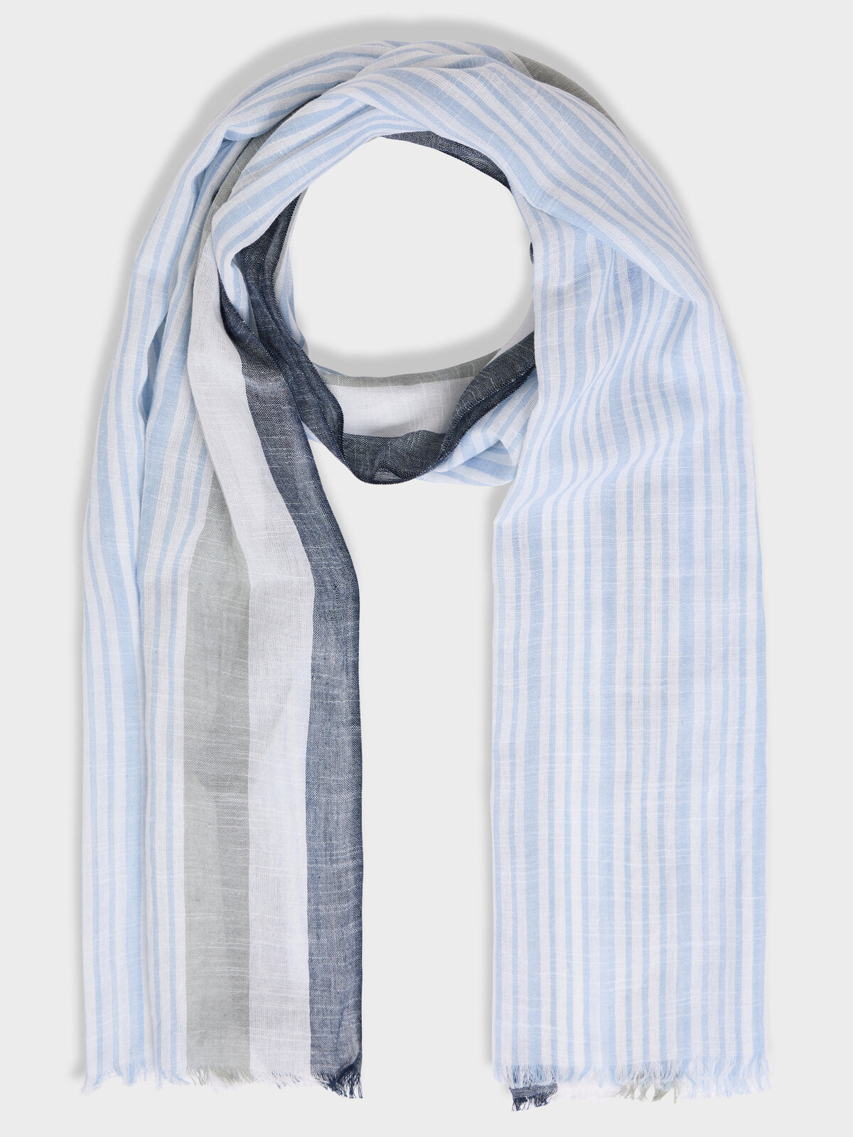 Echarpe En Coton Rayures Bleu Gris