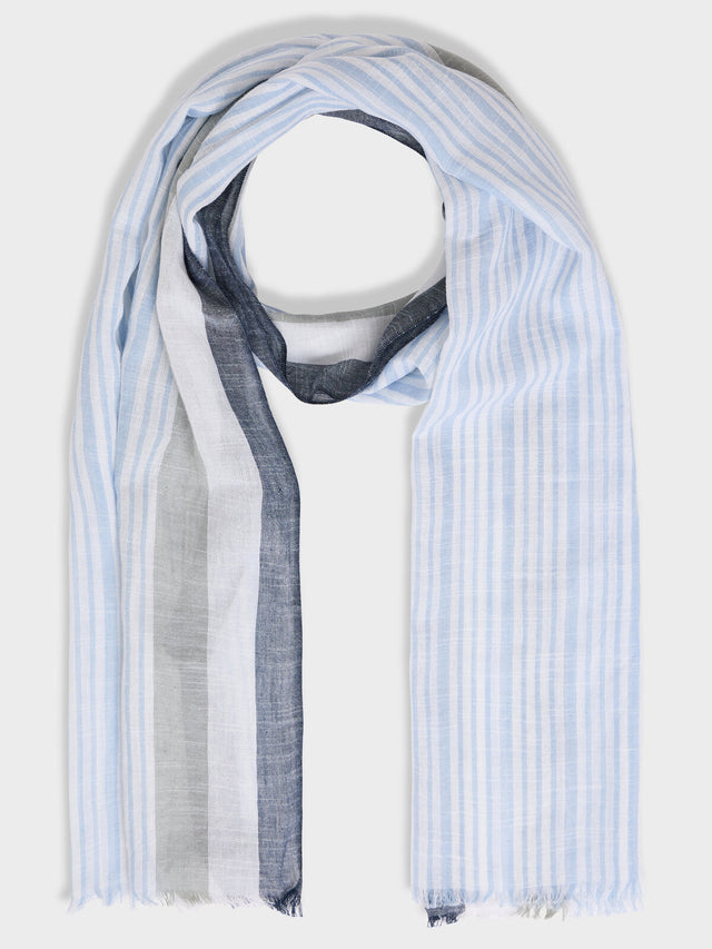 Echarpe en coton à rayures bleu gris