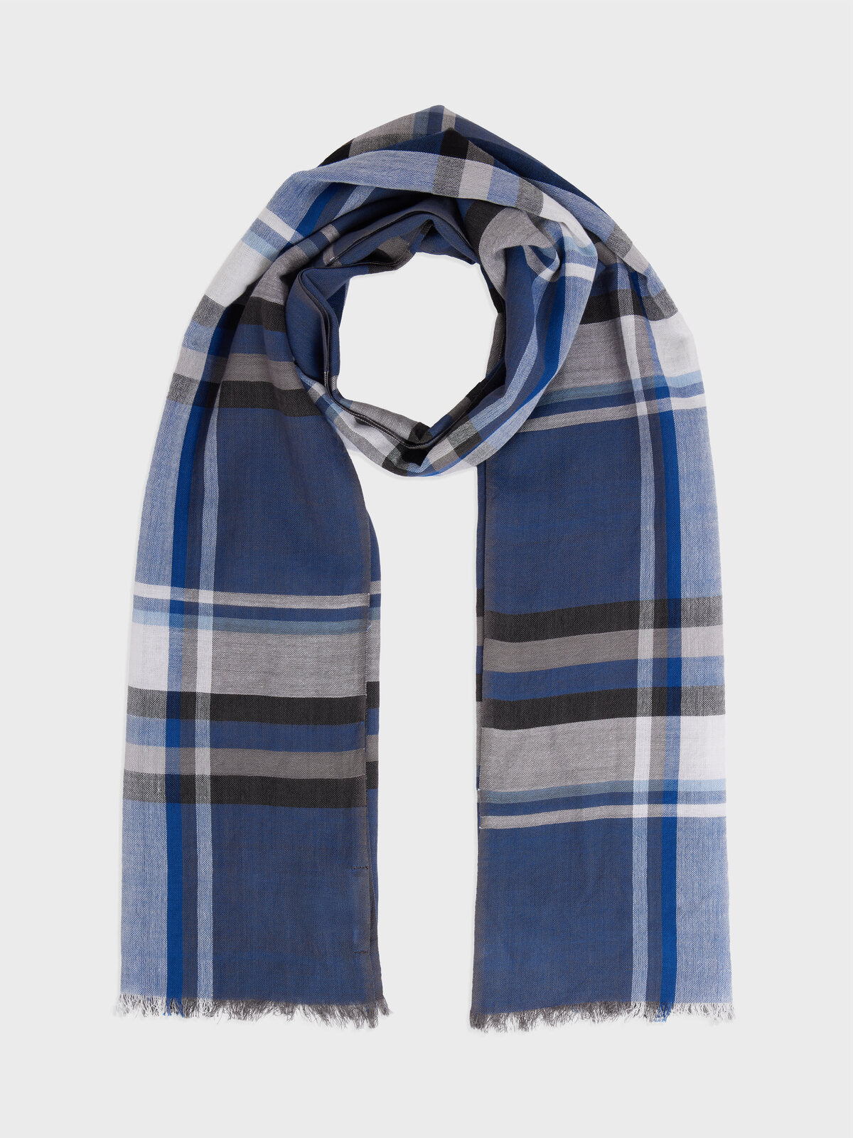 Echarpe En Coton Bleu Carreaux