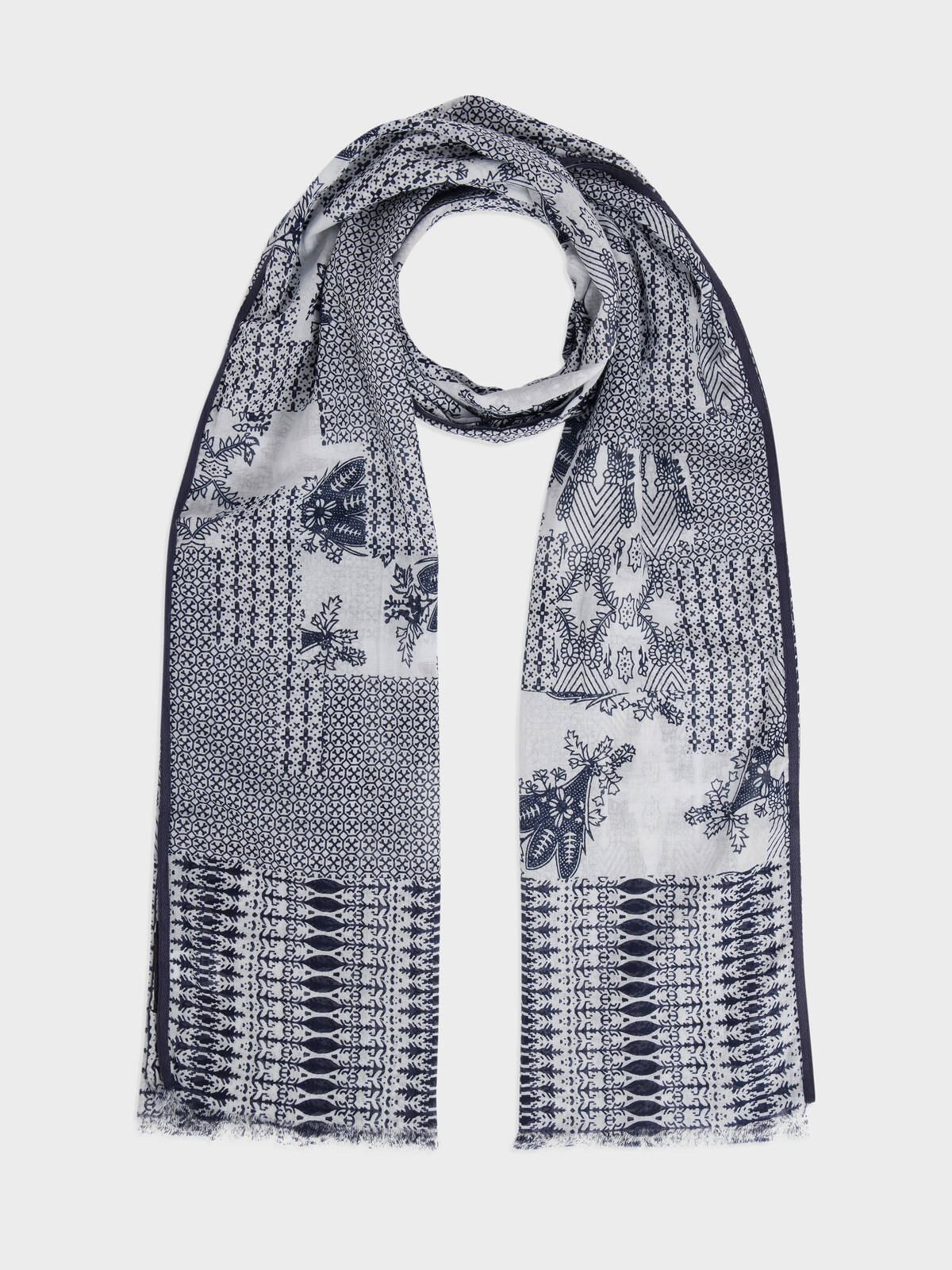 Echarpe En Coton Motif Bleu Marine
