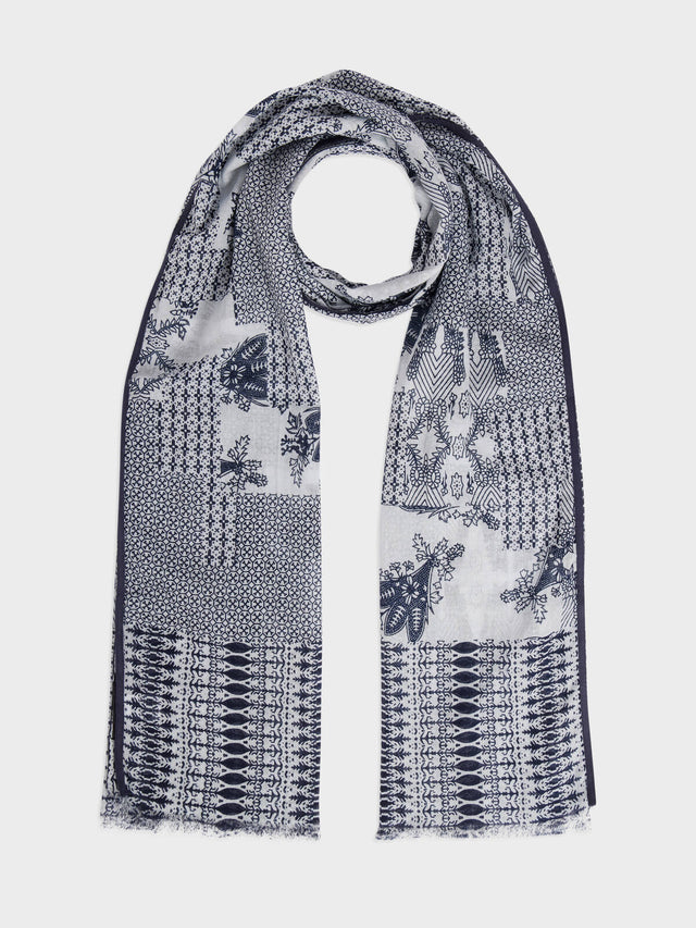 Echarpe en coton à motif bleu marine