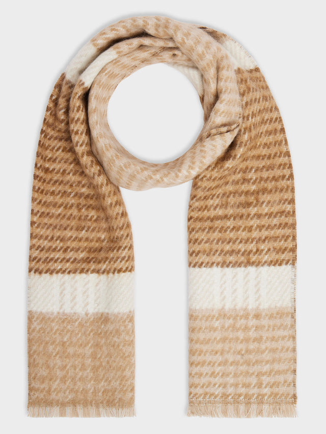 Echarpe beige à rayures