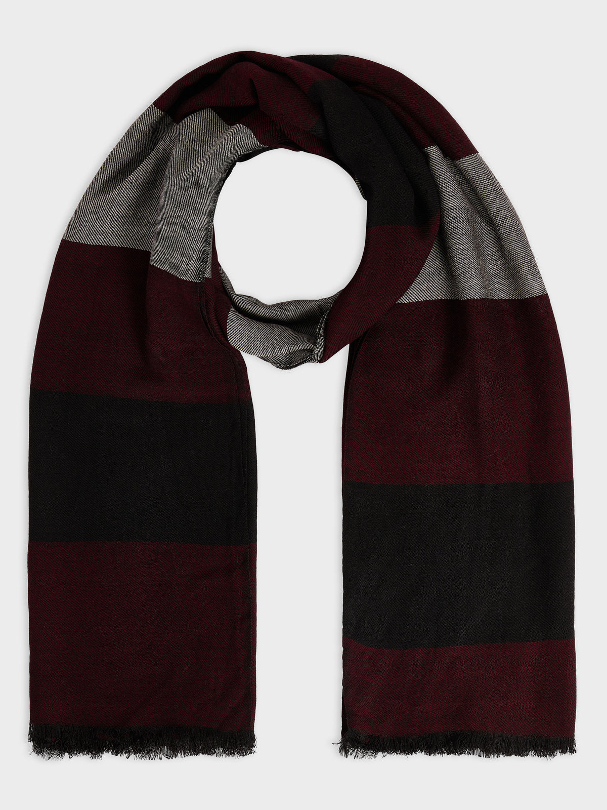 Echarpe Rayures Bordeaux Gris Et Noir