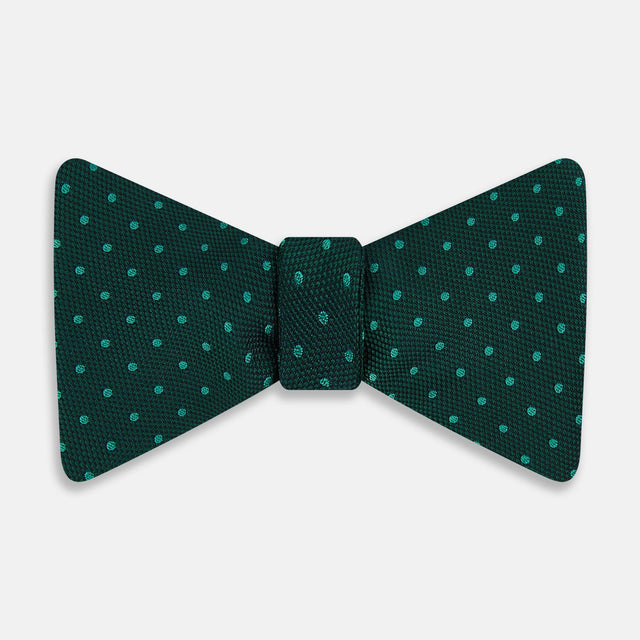 Dark Green and Navy Micro Dot Silk Bow Tie