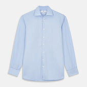 Tailored Fit Pale Blue Cotton Shirt with Kent Collar and Double Cuffs