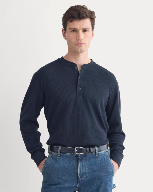 Thermal Henley in Cozy Waffle | Navy