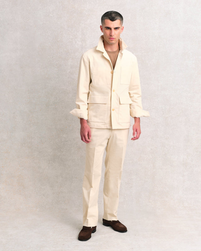 White Cord Co-ord Chore Suit