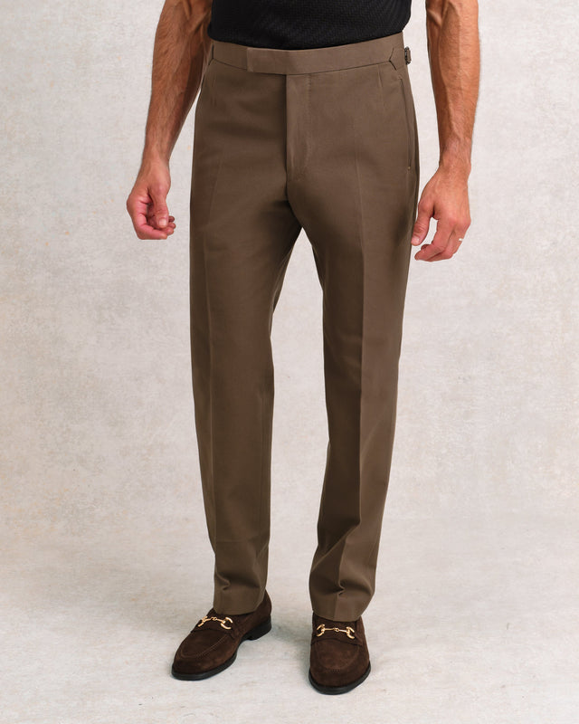 Brown Cotton Contemporary Trousers