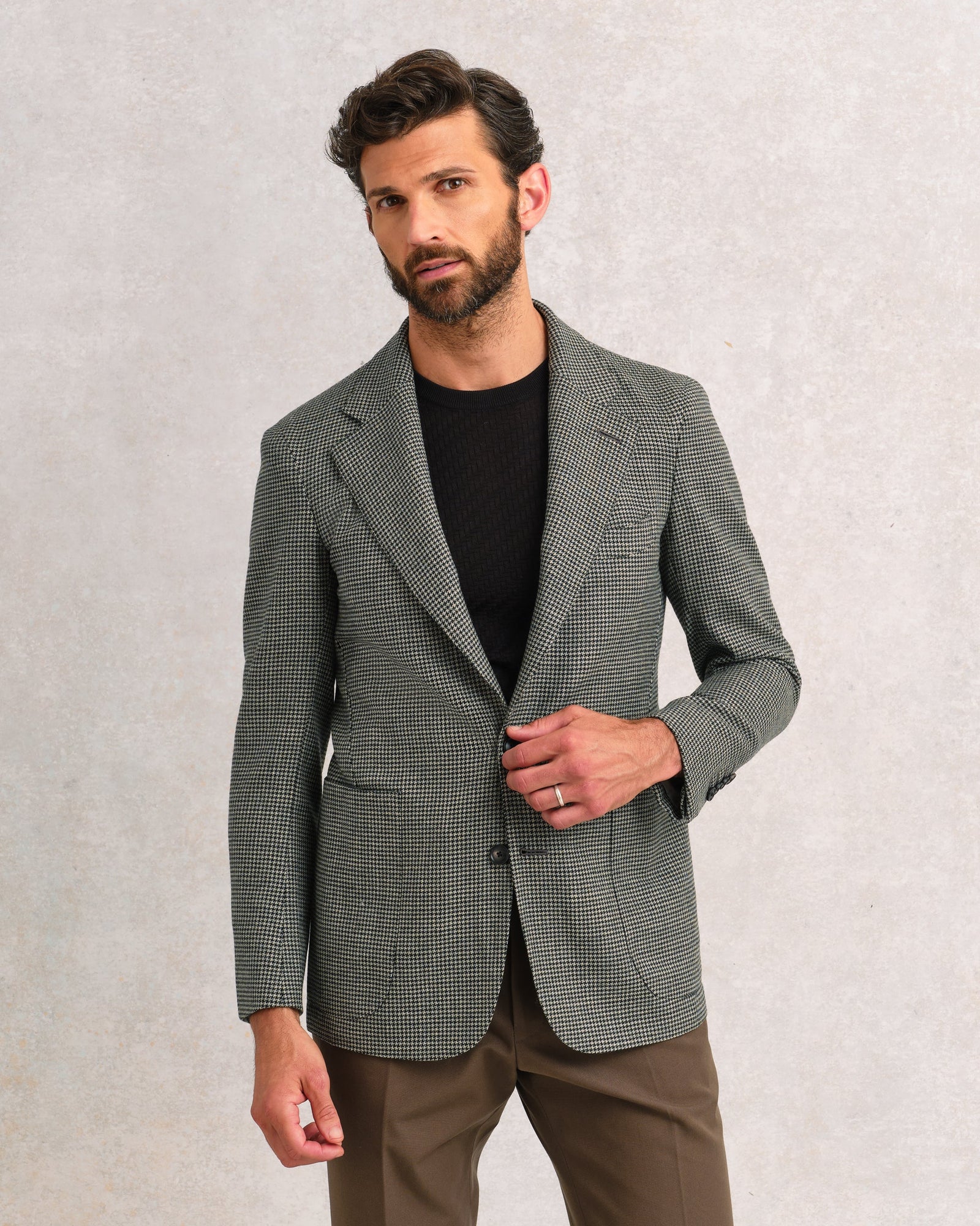 Grey And Green Unstructured Jacket