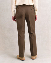 Brown Cotton Parallel Trousers