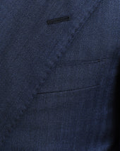 Navy Herringbone Low Double-Breasted Suit