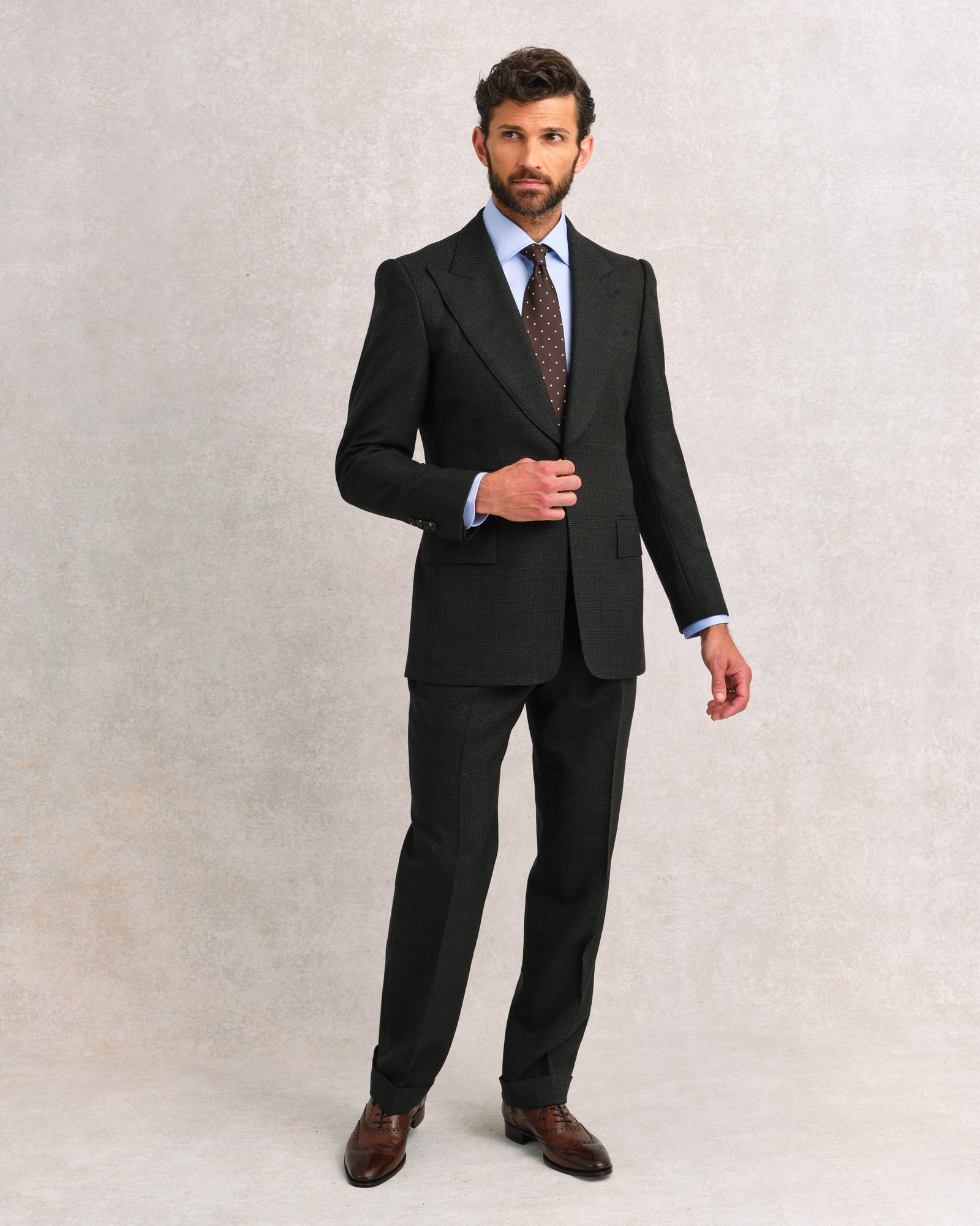 Dark Green Prince Of Wales Suit