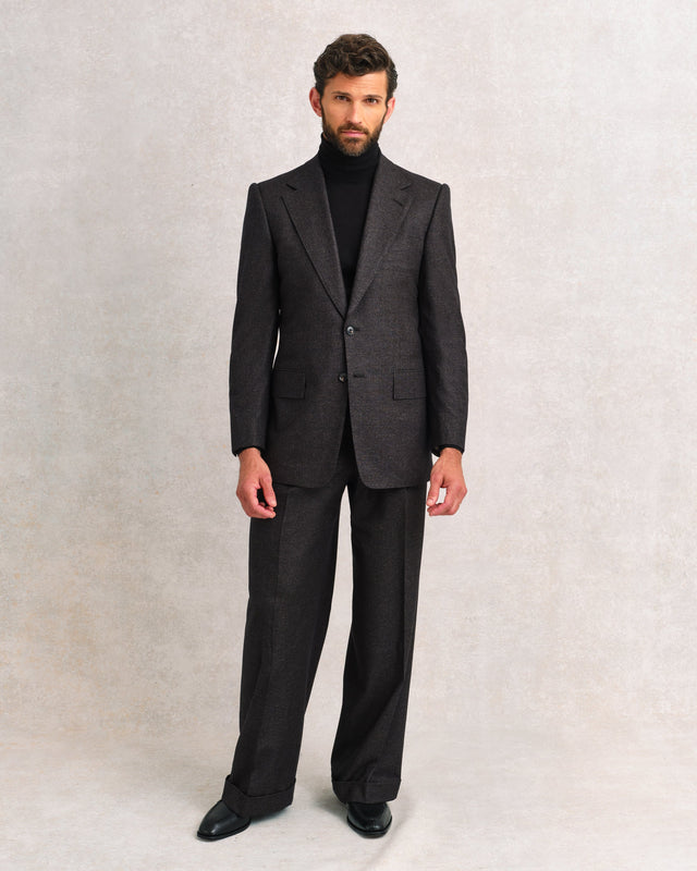 Chocolate Melange Oxford Bag Suit