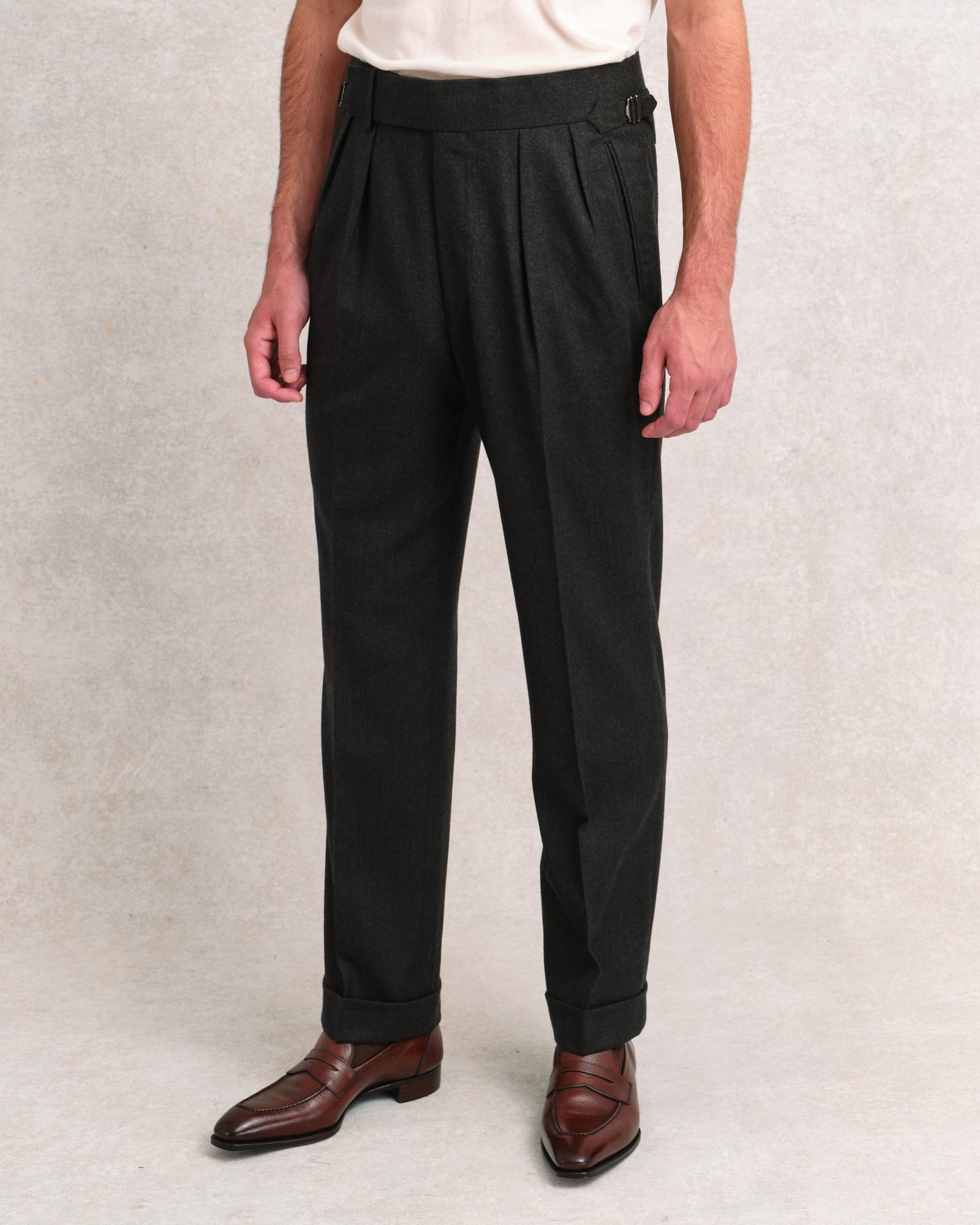 Dark Green Flannel Heritage Trousers