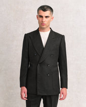 Dark Green Flannel Double Breasted Jacket