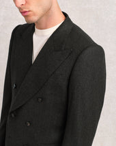 Dark Green Flannel Double Breasted Jacket