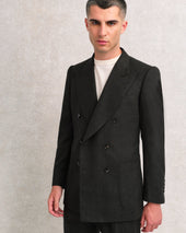 Dark Green Flannel Double Breasted Jacket