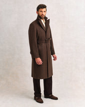 Brown Herringbone Raglan Coat