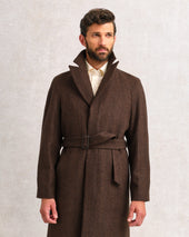 Brown Herringbone Raglan Coat