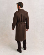 Brown Herringbone Raglan Coat