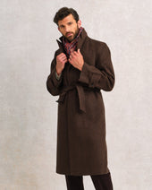 Brown Herringbone Raglan Coat