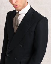 Black Flannel Low Double-Breasted Suit