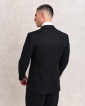 Black Flannel Low Double-Breasted Jacket